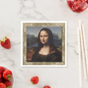 Mona Lisa, Leonardo da Vinci, Framed Canvas Napkin