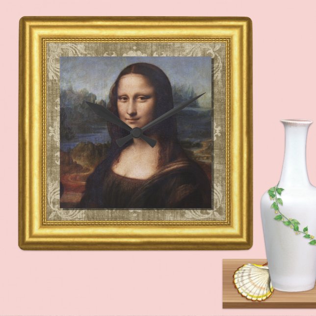 Mona Lisa, Leonardo da Vinci, Framed Canvas Square Wall Clock (Creator Uploaded)