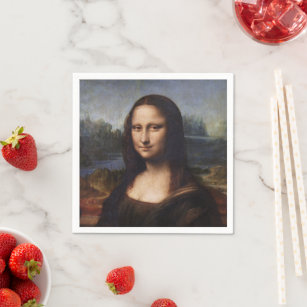 Mona Lisa & Leonardo da Vinci /vintage Italy Napkin