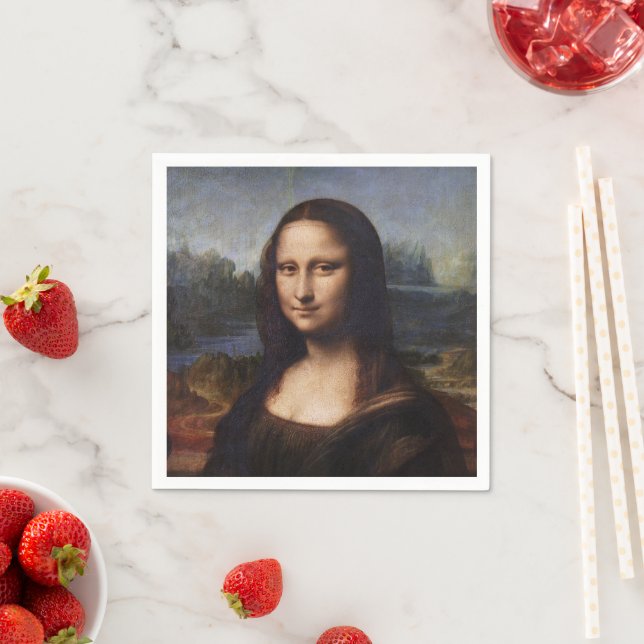 Mona Lisa & Leonardo da Vinci /vintage Italy Napkin (Insitu)