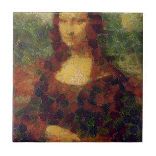 Mona Lisa Lettuce Fine Art Vegan Spoof Ceramic Tile