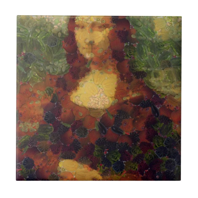 Mona Lisa Lettuce Fine Art Vegan Spoof  Ceramic Tile (Front)