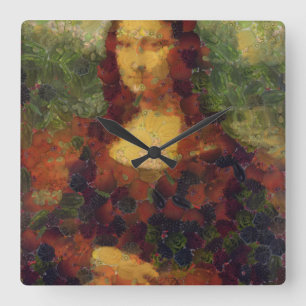 Mona Lisa Lettuce Fine Art Vegan Spoof Square Wall Clock