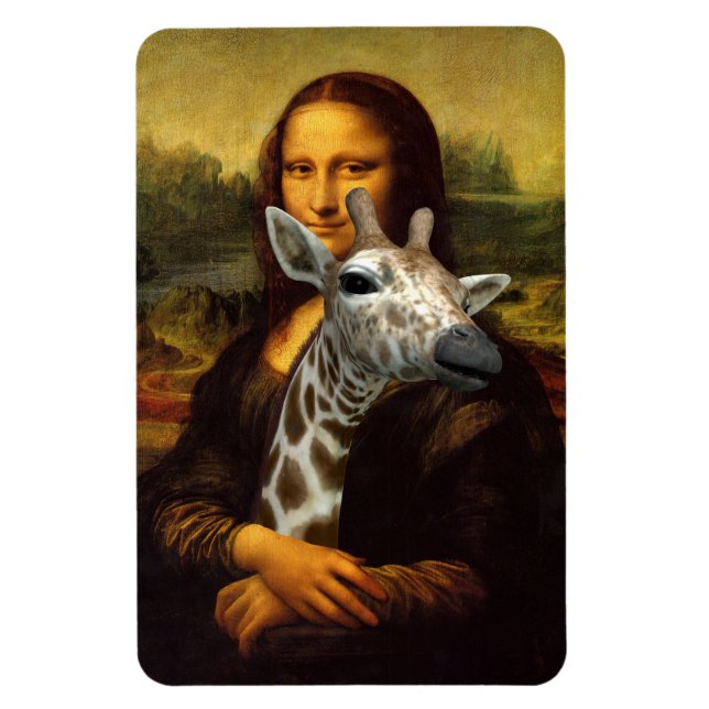 Mona Lisa Loves Giraffes Magnet (Vertical)