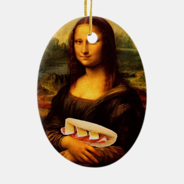 Mona Lisa Loves Paninis Ceramic Tree Decoration (Back)
