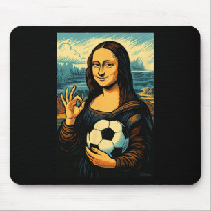 Mona Lisa Loves Soccer Comic Mouse Pad
