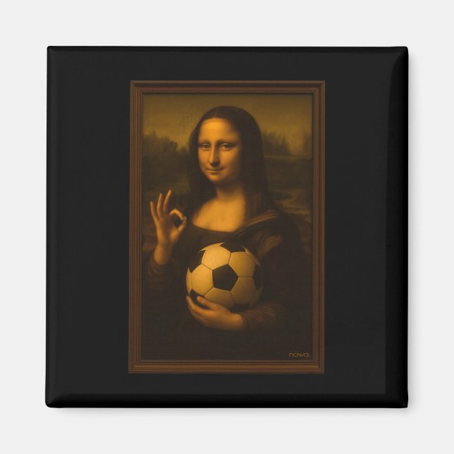 Mona Lisa Loves Soccer  Magnet (Front)
