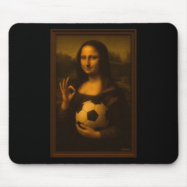 Mona Lisa Loves Soccer  Mouse Pad (Front)