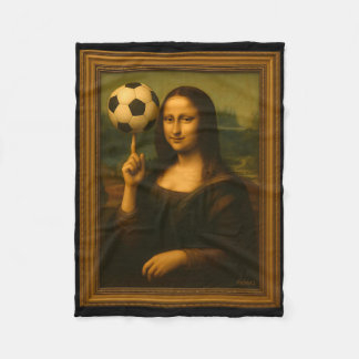 Mona Lisa Loves Soccer Spinning The Ball On Her Fi Fleece Blanket