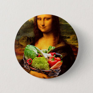 Mona Lisa Loves Vegetables 6 Cm Round Badge