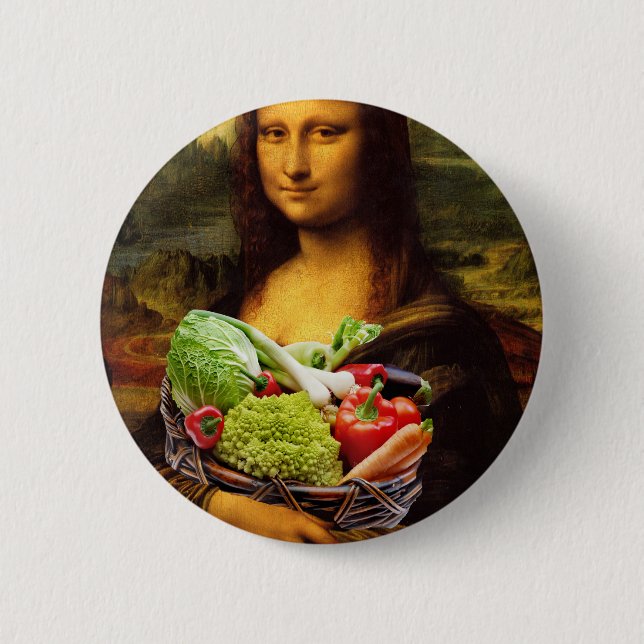 Mona Lisa Loves Vegetables 6 Cm Round Badge (Front)