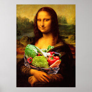 Mona Lisa Loves Vegetables Poster