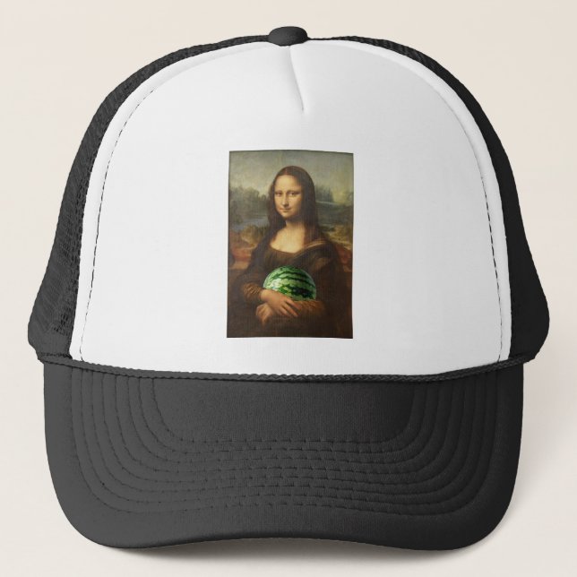 Mona Lisa Loves Watermelons Trucker Hat (Front)