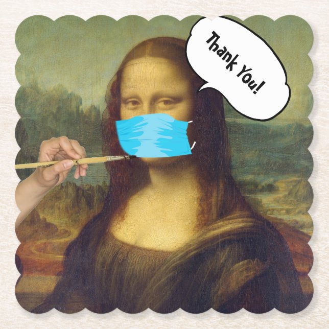 Mona Lisa masked Paper Coaster (Front)