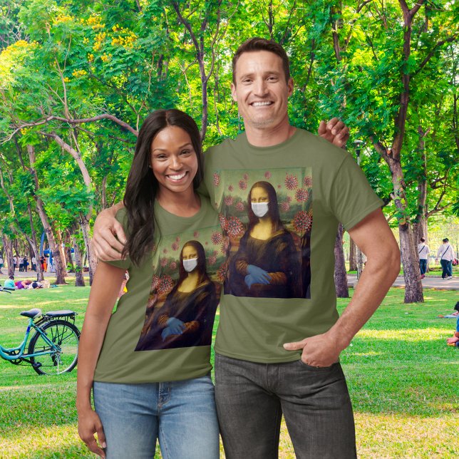 Mona Lisa Masked Up Playing It Safe Unisex T-Shirt (Mona Lisa Masked Up Playing It Safe Unisex T-Shirt)