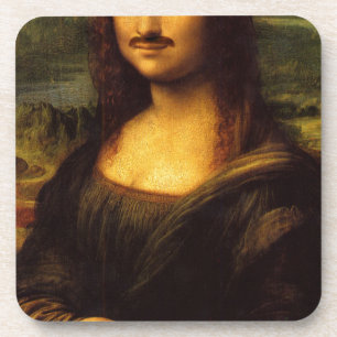 mona lisa moustache coaster