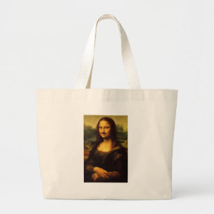 mona lisa moustache large tote bag