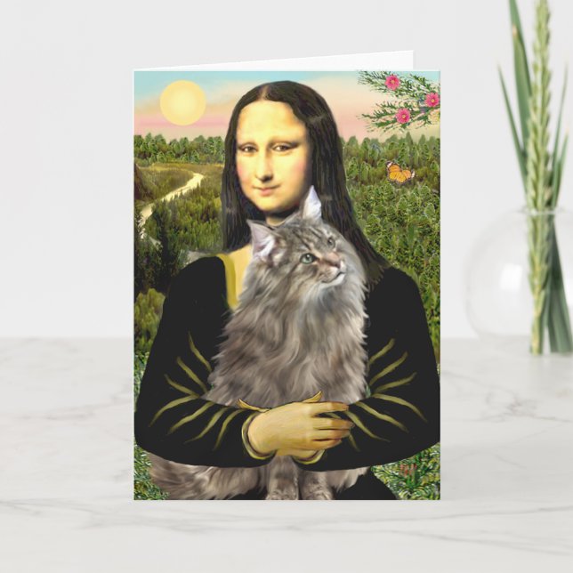 Mona Lisa - Norweigan Forest Cat Card (Front)