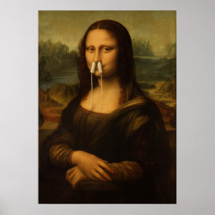 Mona Lisa Nose Plugged with Tampons Poster