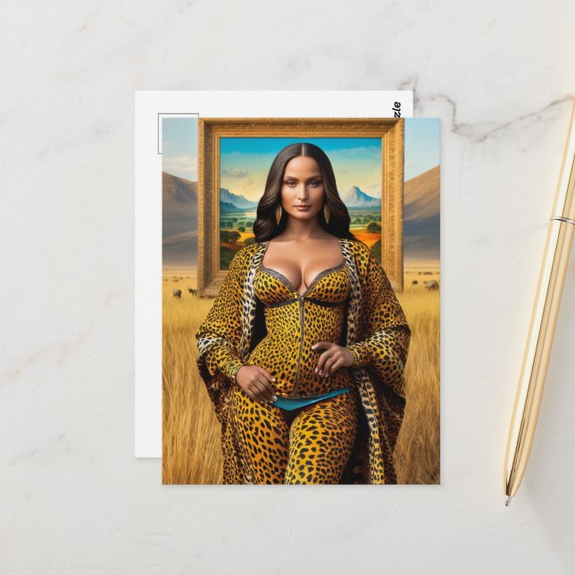Mona Lisa On Safari Postcard (Front/Back In Situ)