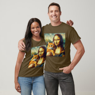 Mona Lisa painting La Gioconda with Cat T-Shirt
