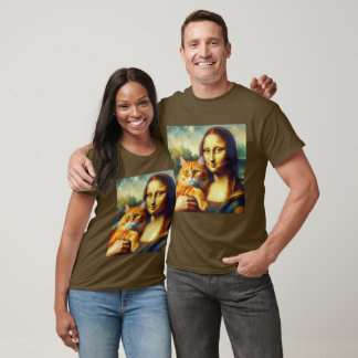 Mona Lisa painting La Gioconda with Cat T-Shirt