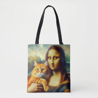 Mona Lisa painting La Gioconda with Cat Tote Bag