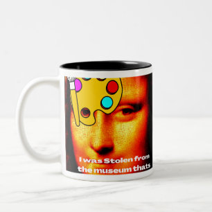 mona lisa painting story Two-Tone coffee mug