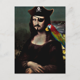 Mona Lisa Pirate with Moustache Postcard