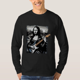 mona lisa playing guitar Funny Music Lover Musicia T-Shirt