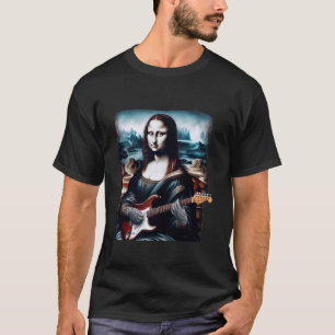 mona lisa playing guitar Funny Music Lover Musicia T-Shirt