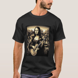 mona lisa playing guitar Funny Music Lover Musicia T-Shirt