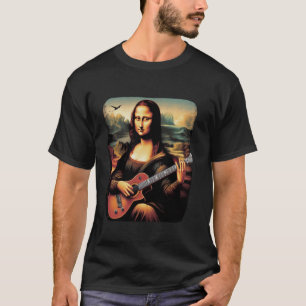 mona lisa playing guitar Funny Music Lover Musicia T-Shirt