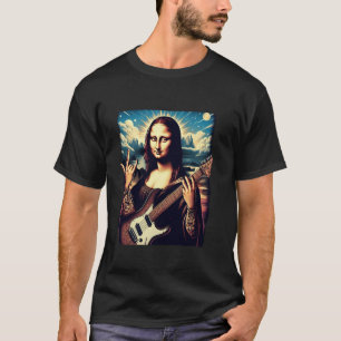 mona lisa playing guitar Funny Music Lover Musicia T-Shirt