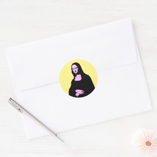 Mona Lisa Pop Art  Classic Round Sticker (Envelope)