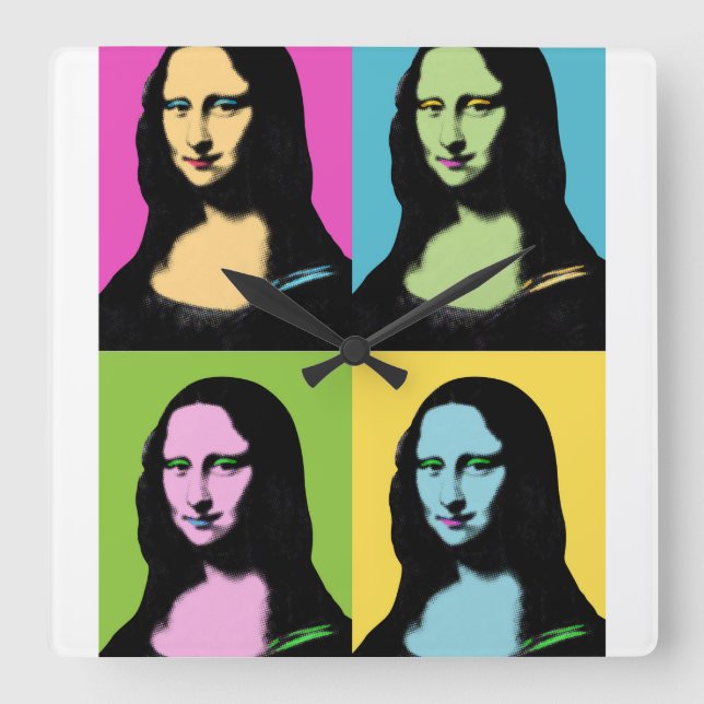 Mona Lisa - Pop Art Style Square Wall Clock (Front)