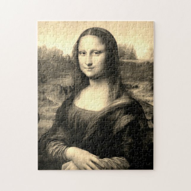 Mona Lisa Portrait | Sepia Brown Jigsaw Puzzle (Vertical)