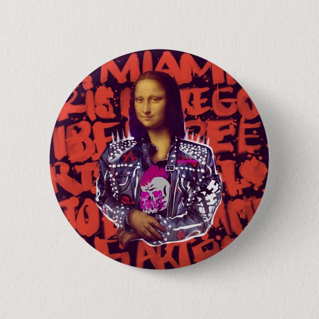Mona Lisa Punk Art 6 Cm Round Badge (Front)