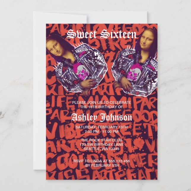 Mona Lisa Punk Art                                 Invitation (Front)