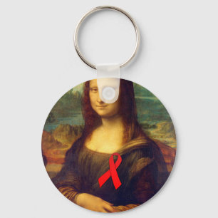 Mona Lisa Red Ribbon Key Ring