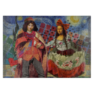 Mona Lisa Romantic Funny Colourful Artwork Cutting Board