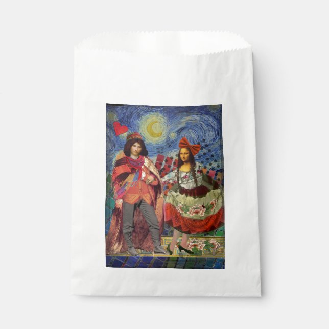 Mona Lisa Romantic Funny Colourful Artwork Favour Bag (Front)