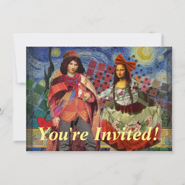 Mona Lisa Romantic Funny Colourful Artwork Invitation (Front)