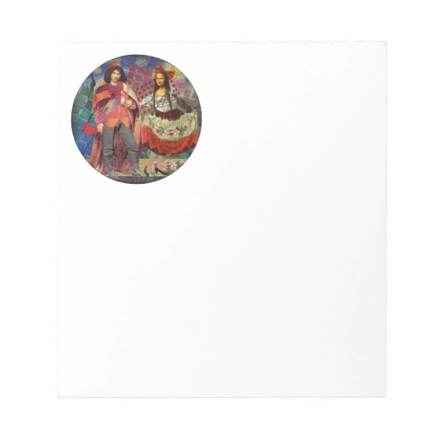 Mona Lisa Romantic Funny Colourful Artwork Notepad (Front)