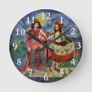 Mona Lisa Romantic Funny Colourful Artwork Round Clock