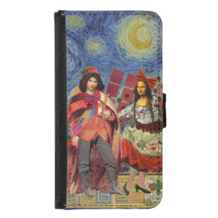 Mona Lisa Romantic Funny Colourful Artwork Samsung Galaxy S5 Wallet Case