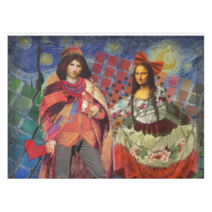 Mona Lisa Romantic Funny Colourful Artwork Tablecloth