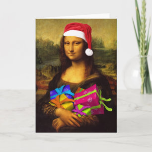 Mona Lisa Santa Claus Holiday Card