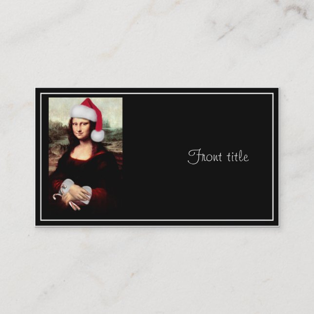 Mona Lisa Santa Hat Christmas Business Card (Front)