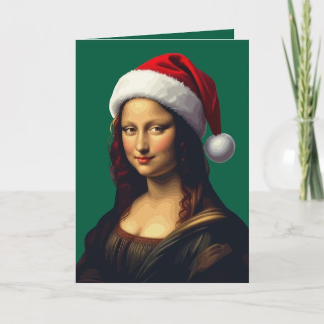 Mona Lisa Santa Hat Christmas Holiday Cut Out (Front)